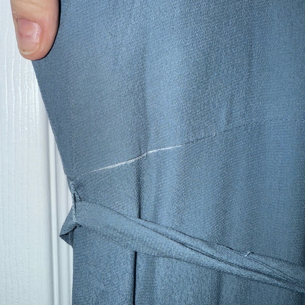 Wilfred Aritzia Shirt Dress Midi Blue Sage Belted Size XL Lined Pockets - Picture 5 of 8